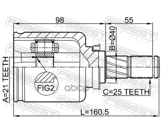 Купить ШРУС ВНУТРЕННИЙ 21X40X25 NISSAN NOTE UK MAKE 2006.01-2013.08 FEBEST 0211-E11AT