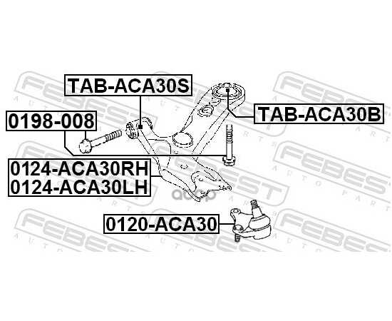 Купить БОЛТ КРЕПЛЕНИЯ РЫЧАГА ПЕРЕДН ПОДВЕСКИ TOYOTA COROLLA E15, AVENSIS T27 0198-008