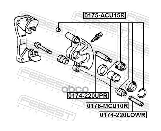 Купить ВТУЛКА НАПРАВЛЯЮЩАЯ СУППОРТА ТОРМОЗНОГО ЗАДНЕГО TOYOTA CALDINA AT191,CT19#,ET196,ST19# 1992.11-200 FEBEST 0174-220LOWR