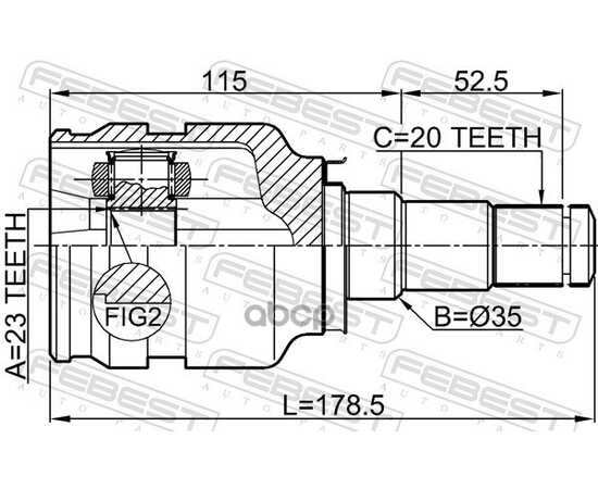 Купить ШРУС ВНУТРЕННИЙ 23X35X20 TOYOTA AURIS/HYBRID 2012.10- FEBEST 0111-ZRT270