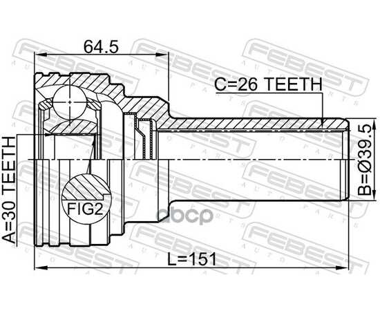 Купить ШРУС КАРДАННОГО ВАЛА MITSUBISHI PAJEROLONG V90# 2006.08- 0411-V97WSHA