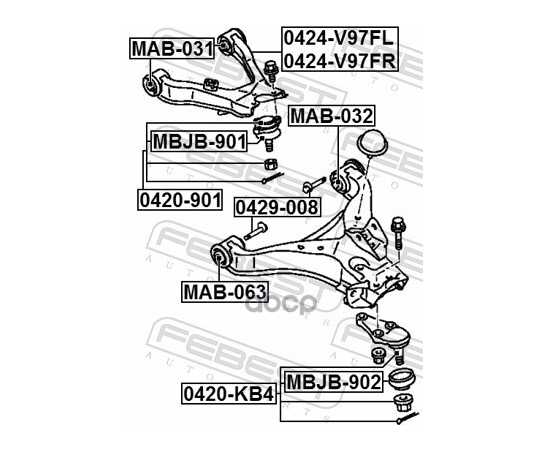 Купить БОЛТ С ЭКСЦЕНТРИКОМ MITSUBISHI PAJERO III/MONTERO V65W/V75W 2000-2006 0429-008