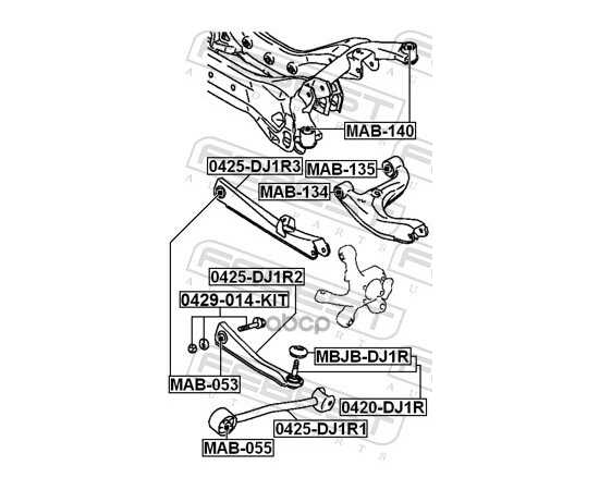 Купить БОЛТ С ЭКСЦЕНТРИКОМ РЕМКОМПЛЕКТ MITSUBISHI ECLIPSE DK2,4A 2005.04-2011.08 FEBEST 0429-014-KIT