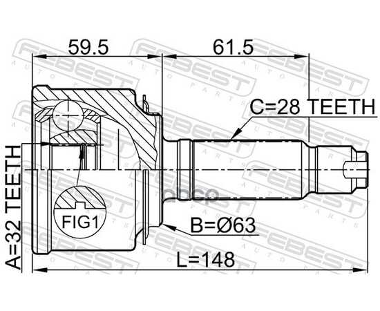 Купить ШРУС НАРУЖНЫЙ 32X63X28 HONDA ACCORD CL9 2003-2008 FEBEST 0310-057