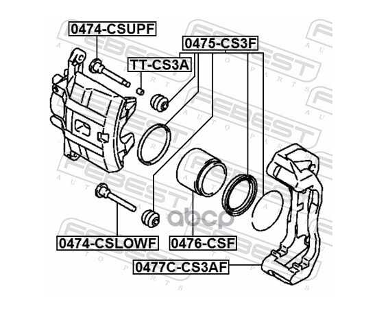 Купить СКОБА ПЕРЕДНЕГО ТОРМОЗНОГО СУППОРТА MITSUBISHI LANCER 2000.03-2009.08 FEBEST 0477C-CS3AF