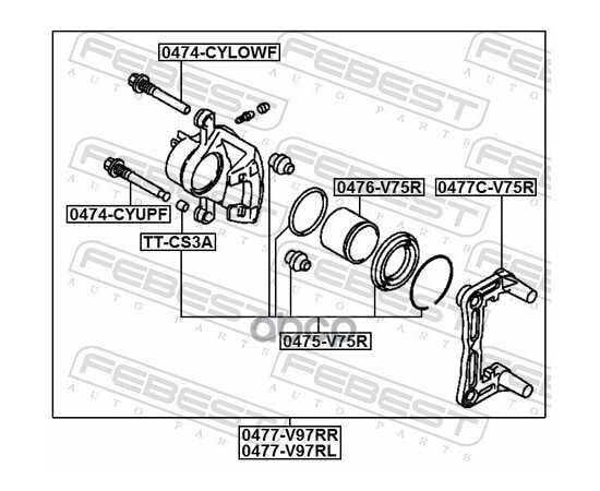 Купить СУППОРТ ТОРМОЗНОЙ ЗАДНИЙ R MITSUBISHI PAJERO/MONTERO 2006.08- FEBEST 0477-V97RR