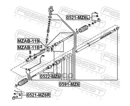 Купить НАКОНЕЧНИК РУЛЕВОЙ ЛЕВЫЙ MAZDA 6 GG 2002-2008 0521-MZ6L