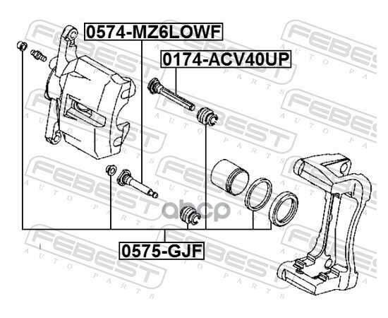 Купить НАПРАВЛЯЮЩАЯ ПЕРЕДНЕГО ТОРМОЗНОГО СУППОРТА MAZDA 6 III 2012-> FEBEST 0574-MZ6LOWF