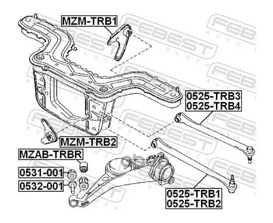 Купить РЫЧАГ ЗАДН ПОДВЕСКИ НИЖН ЛЕВЫЙ MAZDA TRIBUTE 00-11 0525-TRB1