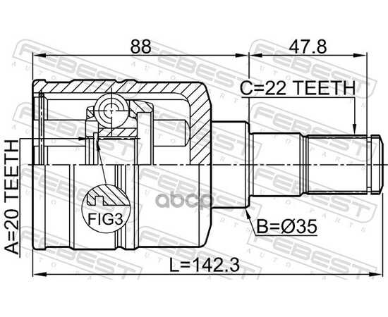 Купить ШРУС ВНУТРЕННИЙ L (КОМПЛ) SUZUKI IGNIS/WAGON R+ /20X35X22MM FEBEST 0711-RM413LH