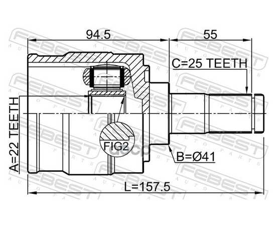 Купить ШРУС ВНУТРЕННИЙ L (КОМПЛ) HYUNDAI I30 II/ELANTRA 11-> /22X41X25MM FEBEST 1211-I30LH