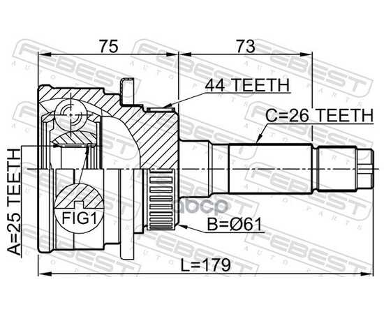 Купить ШРУС НАРУЖНЫЙ 25X61X26 MAZDA BT-50 UN 2006-2008 FEBEST 0510-B25A44