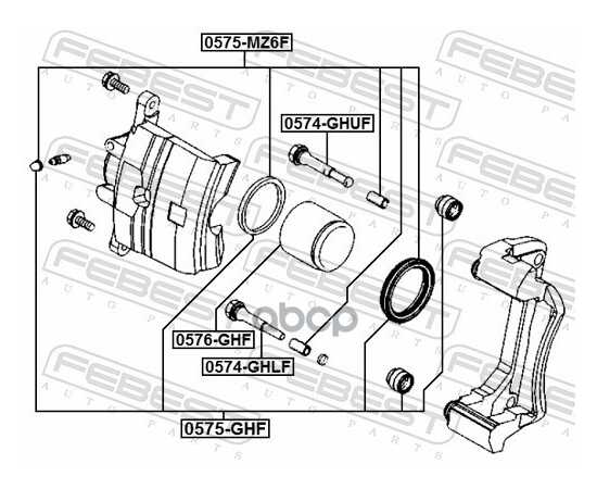 Купить ВТУЛКА НАПРАВЛЯЮЩАЯ СУППОРТА ПЕРЕДНЕГО MAZDA 6 GH 2007-2012  0574-GHUF