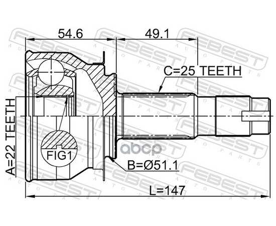 Купить ШРУС НАРУЖНЫЙ 22X50X25 CHEVROLET COBALT 2013- 1010-CBT