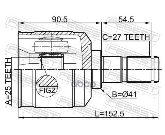 Купить ШРУС ВНУТРЕННИЙ 25X41X27 HYUNDAI SANTA FE 00 (2000-) FEBEST 1211-SANFE24