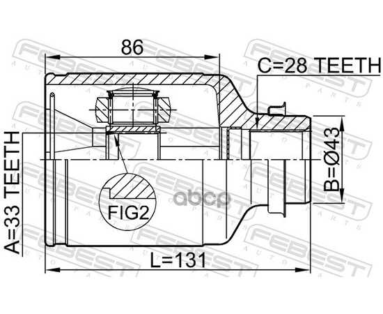 Купить ШРУС ВНУТРЕННИЙ R 33X43X28 MAZDA 6 WAGON GY 2002-2005 FEBEST 0511-M6ATRH