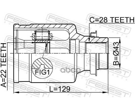 Купить ШРУС ВНУТРЕННИЙ R 22X43X28 MAZDA 3 BK 2003-2006 FEBEST 0511-M316MTRH