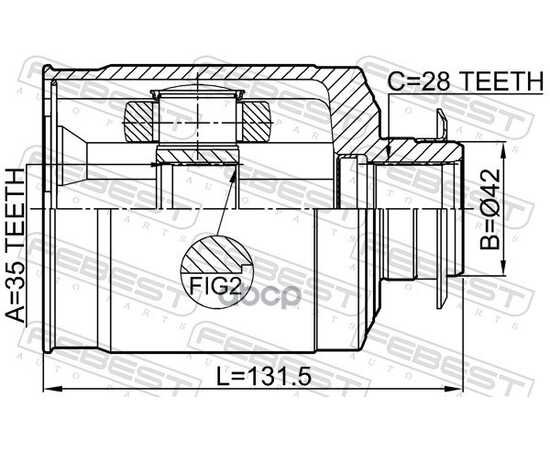 Купить ШРУС ВНУТРЕННИЙ R 35X42X28 HYUNDAI SANTA FE 12 (2012-2015) FEBEST 1211-DMRH