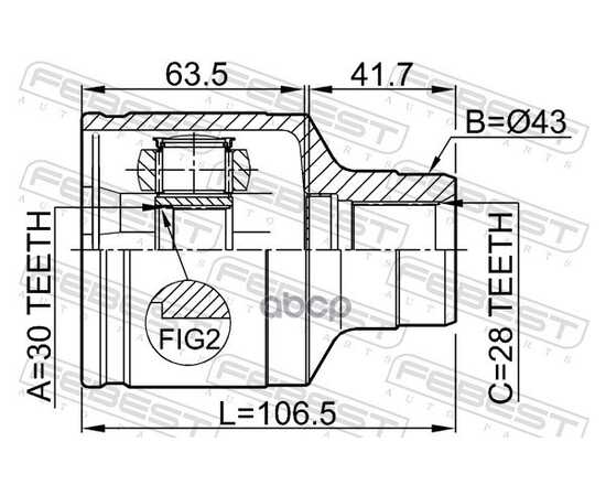 Купить ШРУС ВНУТРЕННИЙ ПРАВЫЙ 30X43X28 MAZDA 626 GF 1997-2002 FEBEST 0511-GFRH