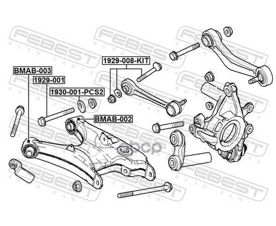 Купить БОЛТ С ЭКСЦЕНТРИКОМ РЕМКОМПЛЕКТ BMW X5 E53 1998-2006 FEBEST 1929-008-KIT