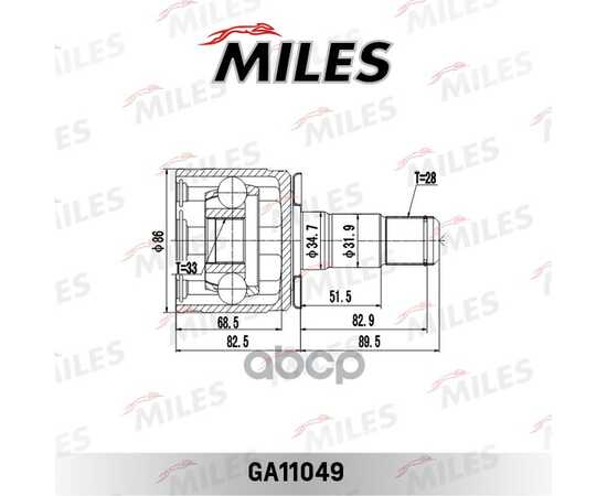 Купить ШРУС ВНУТРЕННИЙ ЛЕВЫЙ MITSUBISHI PAJERO II/SPORT I/L200 III-IV 2.4D-3.0 91- GA11049