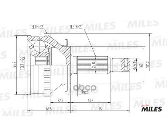 Купить ШРУС НАРУЖНЫЙ HYUNDAI SANTA FE 2.0-2.7 01-06 (С ABS) (SKF VKJA5745) GA20171