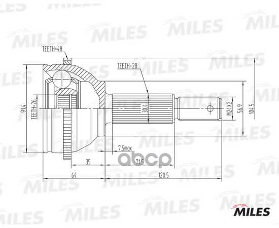 Купить ШРУС НАРУЖНЫЙ FORD TRANSIT 00-06 (С ABS) (GKN 304413) GA20124