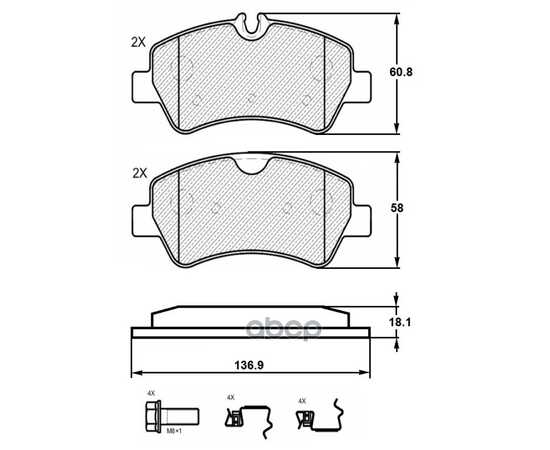 Купить КОЛОДКИ ТОРМОЗНЫЕ ЗАДНИЕ (СМЕСЬ CERAMIC СЕРИЯ PRO) FORD TRANSIT 14-/CUSTOM 12- (TRW GDB1968) E510413