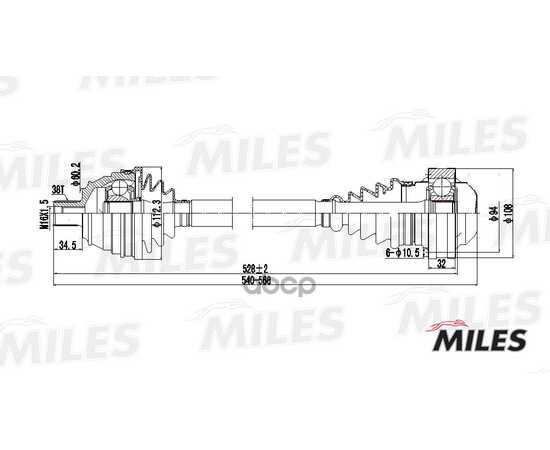 Купить ПРИВОД В СБОРЕ ЛЕВЫЙ/ПРАВЫЙ VW T5 1.9D-2.5 90-03 (GKN 301323) GC00142