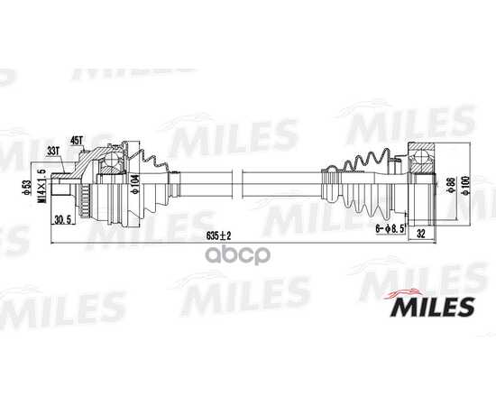 Купить ПРИВОД В СБОРЕ ПРАВЫЙ AUDI A4/VW PASSAT 1.6-1.8 95-01 (ABS) (GKN 301221) GC02009