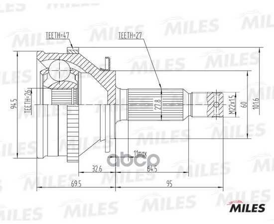 Купить ШРУС НАРУЖНЫЙ HYUNDAI SONATA IV (EF) / TRAJET (FO) (2.0L) (GSP 824066) GA20553