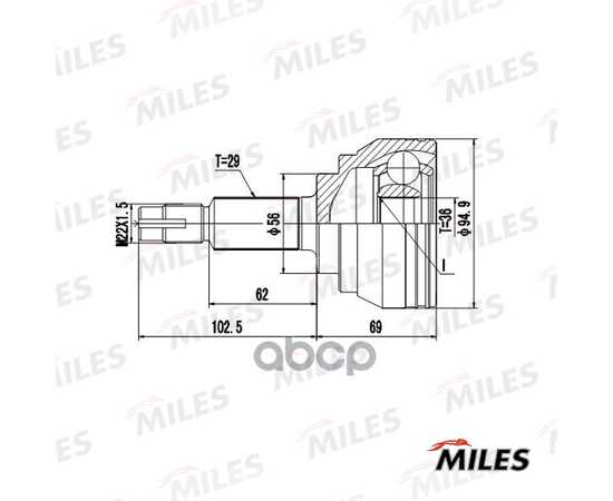 Купить ШРУС НАРУЖНЫЙ ПЕРЕДНИЙ NISSAN MURANO Z50/Z51 3.5 05- AWD (GSP 841232) GA20711