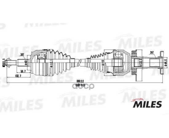 Купить ПРИВОД В СБОРЕ ПЕРЕДНИЙ ПРАВЫЙ VW T5 2.5TDI 03-09 (GKN 304502) GC02145