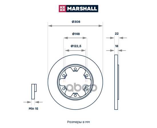 Купить ТОРМОЗНОЙ ДИСК ЗАДНИЙ FORD TRANSIT VIII 13- (СДВОЕННЫЕ ШИНЫ) MARSHALL M2000619