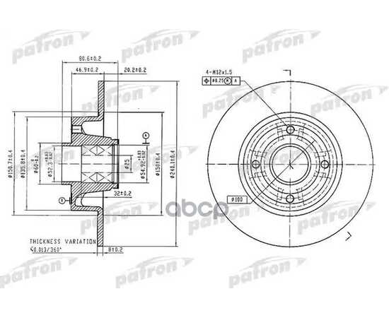 Купить ДИСК ТОРМОЗНОЙ ЗАДН C ПОДШИПНИКОМ И КОЛЬЦОМ ABS (1 ШТ) RENAULT: MEGANEMODUSCLIO ALL 02 PBD7015