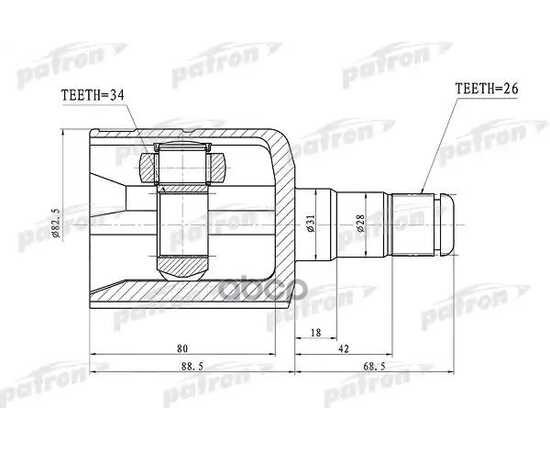 Купить ШРУС ВНУТРЕННИЙ ЛЕВЫЙ 26X31X34 VOLKSWAGEN PASSAT B6 05-11  PCV1305