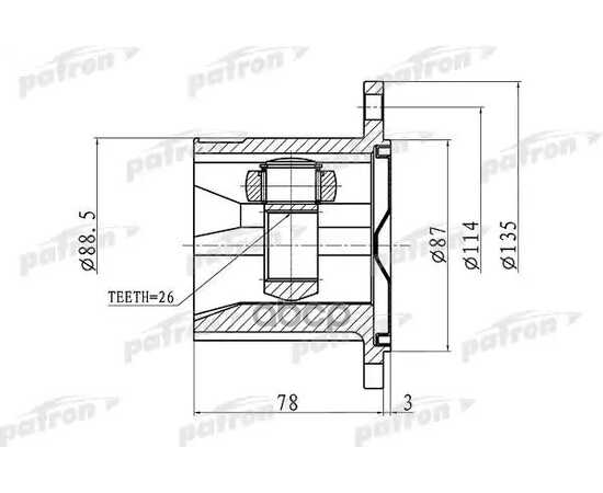 Купить ШРУС ВНУТРЕННИЙ ПРАВЫЙ 26X87 NISSAN X-TRAIL T30 00-06  PCV1423