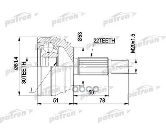 Купить ШРУС НАРУЖНЫЙ 22X53X30 VW GOLF II, JETTA II 8.83-, VENTO 1.4-1.6 PATRON PCV1021