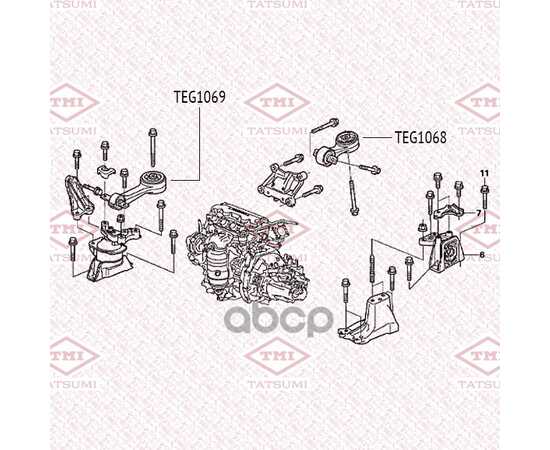 Купить ОПОРА ДВИГАТЕЛЯ ПЕРЕДНЯЯ ПРАВАЯ ВЕРХНЯЯ HONDA CIVIC/STREAM 05-> TATSUMI TEG1069