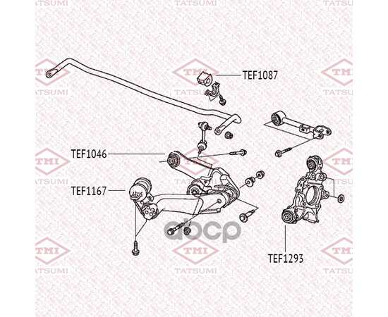 Купить КОМПЛЕКТ САЙЛЕНТБЛОКОВ ЗАДНЕГО НИЖНЕГО РЫЧАГА HONDA CR-V 07-> TATSUMI TEF1167