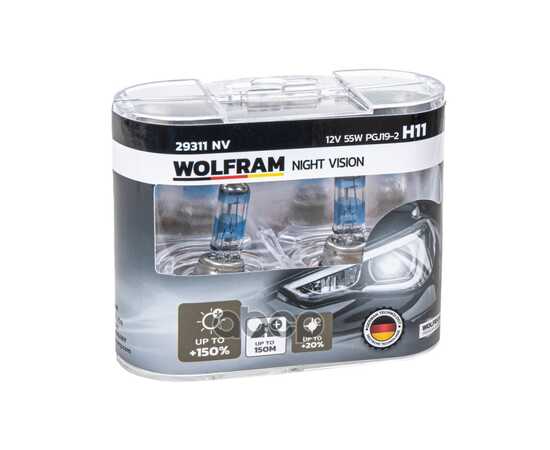 Купить ЛАМПА 12V H11 55W +150% PGJ19-2 WOLFRAM NIGHT VISION +150% EXTRA LIGHT + 20% WHITER 2 ШТ. DUOBOX 29311NV