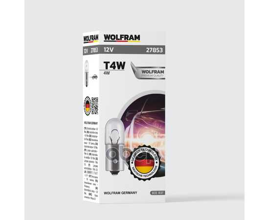 Купить ЛАМПА 12V T4W 4W BA9S WOLFRAM HALOGEN BULB 1 ШТ. КАРТОН 27853