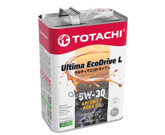 Купить МАСЛО МОТОРНОЕ TOTACHI ULTIMA ECODRIVE L FULLY SYNTHETIC SN/CF 5W-30 4Л (4562374690929) 12104