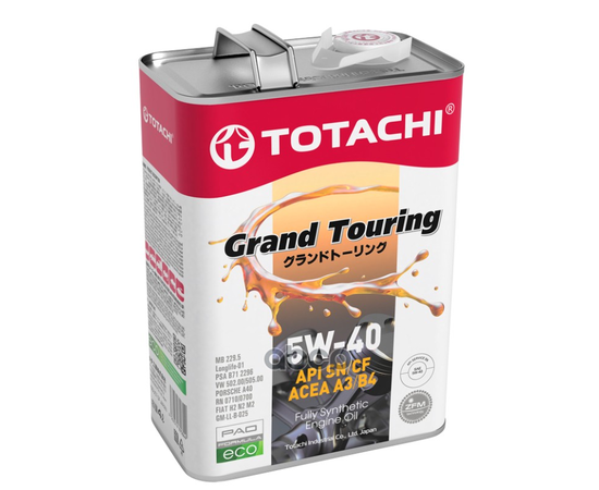 Купить МАСЛО МОТОРНОЕ TOTACHI GRAND TOURING FULLY SYNTHETIC SN/CF 5W-40 4Л (4562374690844) 11904