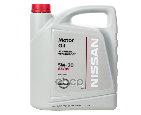 Купить МАСЛО МОТОРНОЕ СИНТЕТИЧЕСКОЕ NISSAN MOTOR OIL 5W-30 5Л (KE900-99943) KE900-99943R