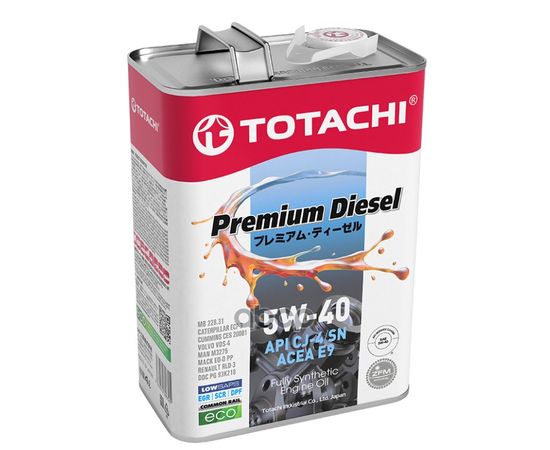 Купить МАСЛО МОТОРНОЕ TOTACHI PREMIUM DIESEL FULLY SYNTHETIC CJ-4/SM 5W-40 4Л (4562374690745) 11704