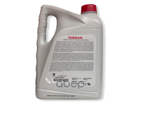 Купить МАСЛО МОТОРНОЕ СИНТЕТИЧЕСКОЕ NISSAN MOTOR OIL 5W-40 5Л (KE900-90042) KE900-90042R