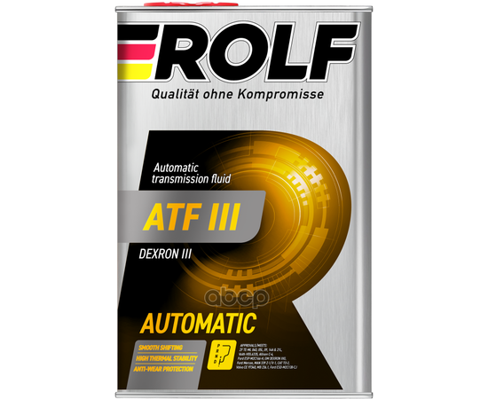 Купить МАСЛО ТРАНСМИССИОННОЕ ROLF ATF III 4Л (МЕТАЛЛ) 322245