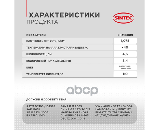 Купить АНТИФРИЗ SINTEC ANTIFREEZE MULTIFREEZE VIOLET -40 1КГ 990561