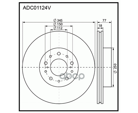 Купить ДИСК ТОРМОЗНОЙ ЗАДНИЙ ВЕНТИЛИРУЕМЫЙ ADC01124V